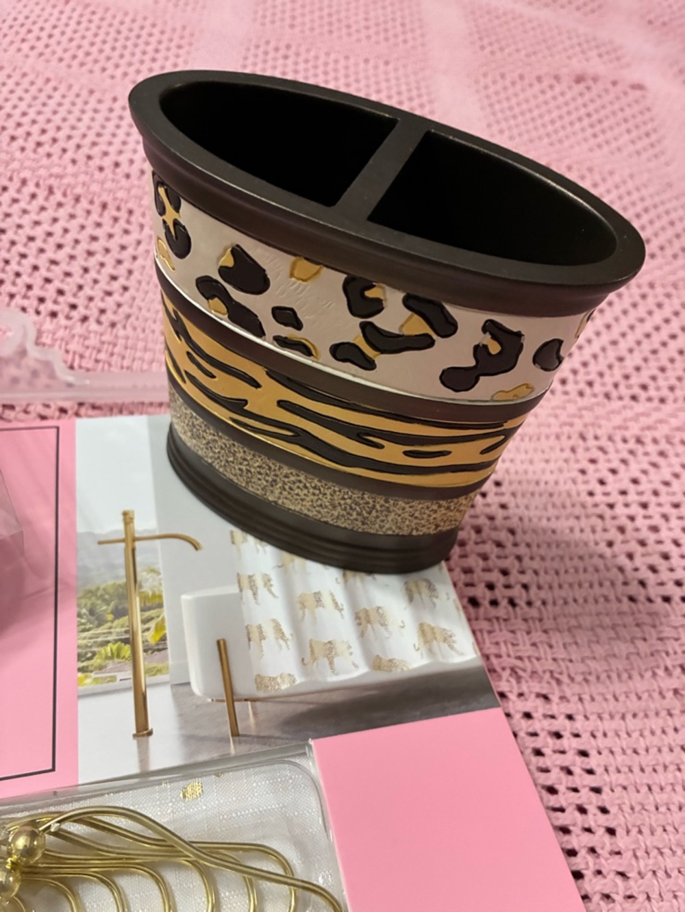 Metallic Gold in the wild shower curtain & bath set - Picture 2 of 16